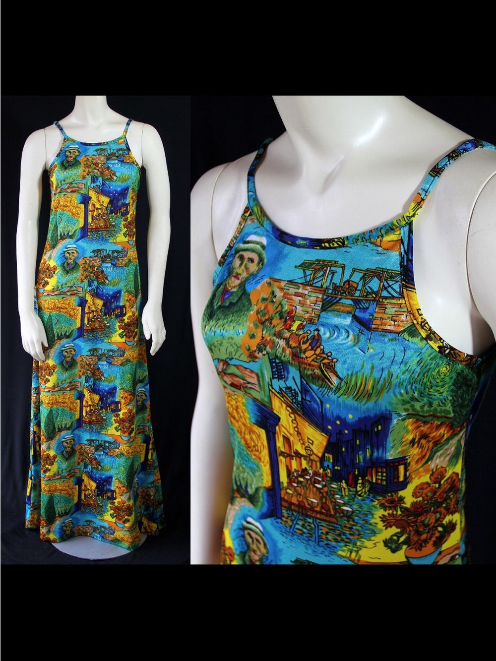 Vintage high tide Hawaiian Van Gogh maxi dress 🖼️ 🌻 🎨